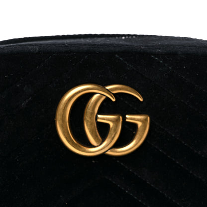 Gucci Velvet Matelasse Small GG Marmont Chain Shoulder Bag Black 9 of 24