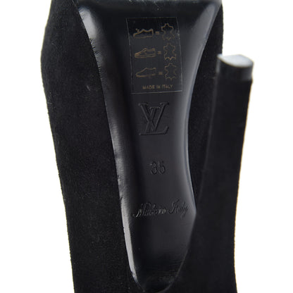 Louis Vuitton Suede Oh Really Peep Toe Pumps 35 Black 9 of 10