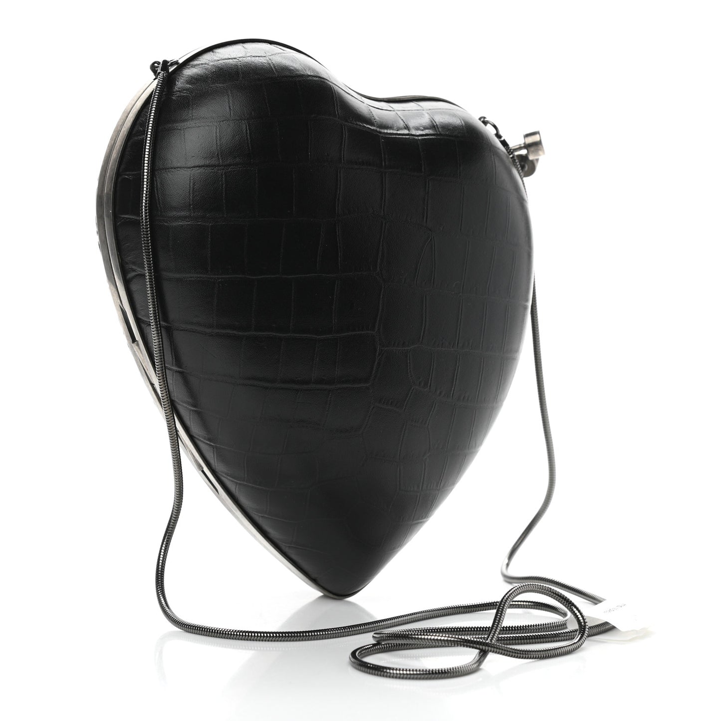 Calfskin Crocodile Embossed Monogram Love Box Bag Black