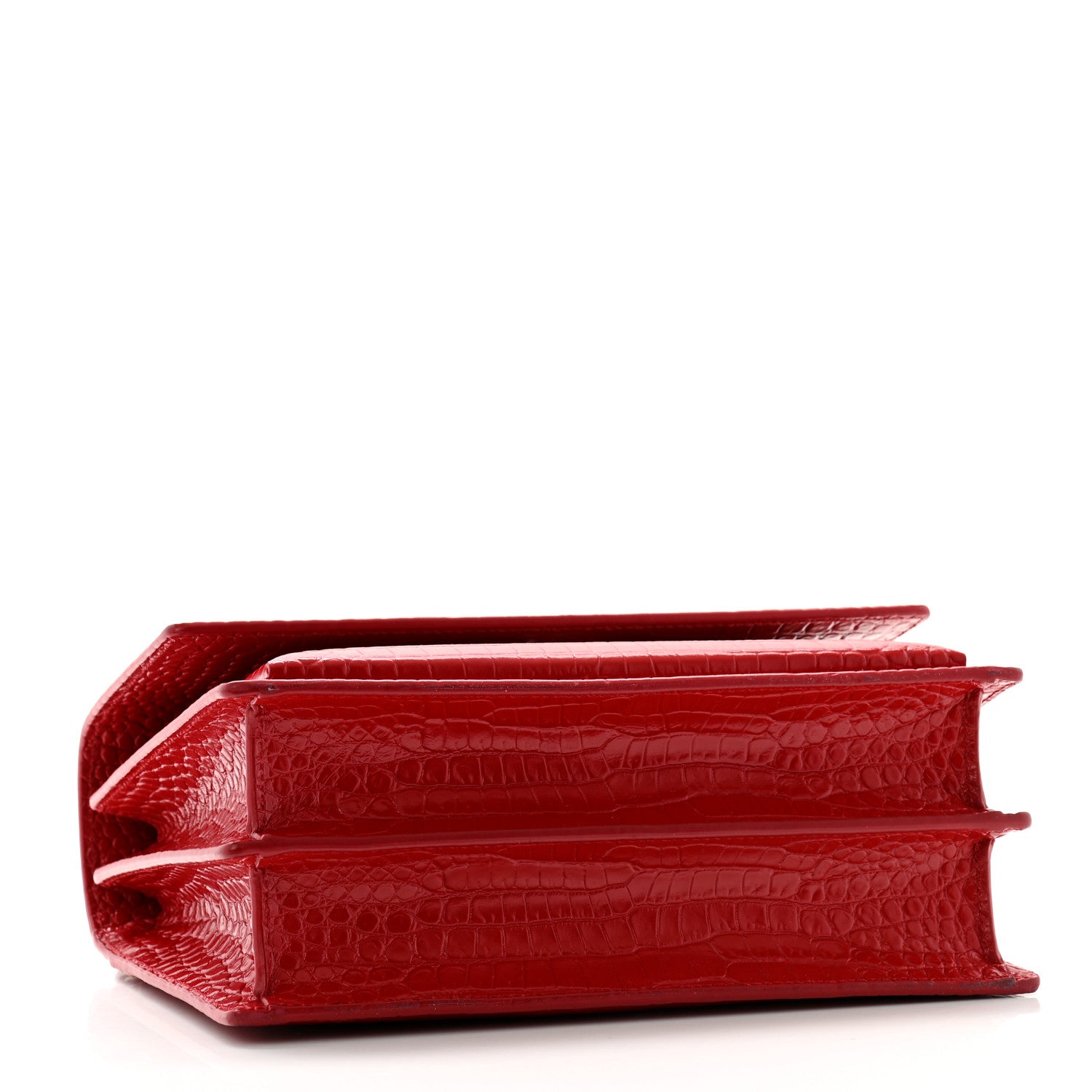 Saint Laurent Calfskin Crocodile Embossed Medium Monogram Sunset Rouge Eros 4 of 11