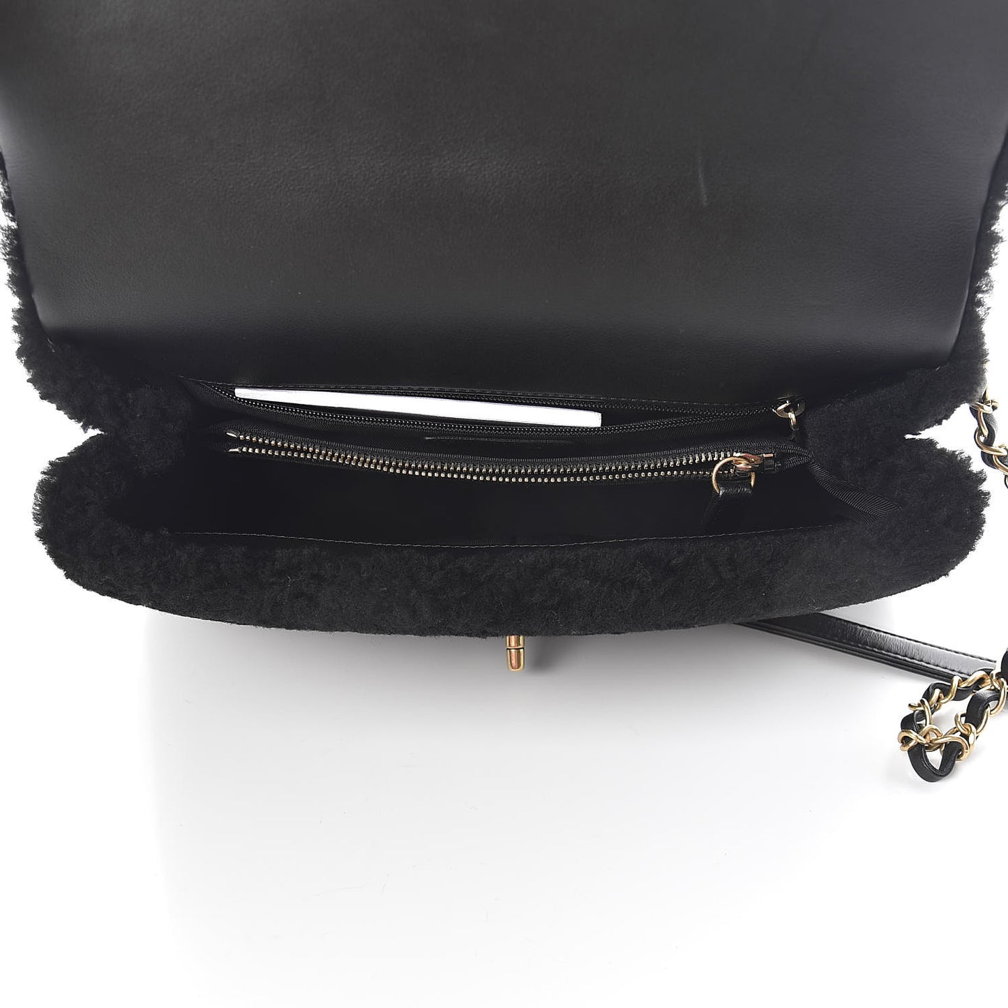 Shearling Lambskin Medium Coco Handle Flap Black