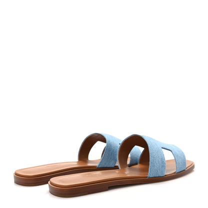 Hermes Denim Canvas Oran Sandals 39.5 Bleu Clair 4 of 9