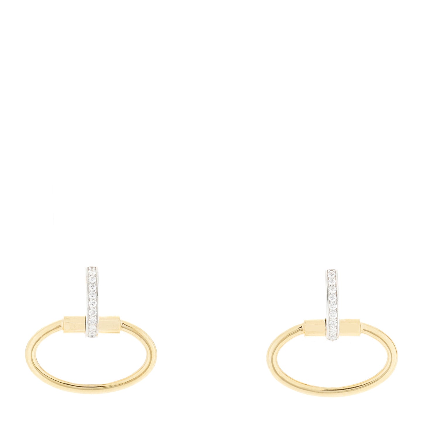 18K Yellow White Gold Diamond Classica Parisienne Oval Drop Earrings
