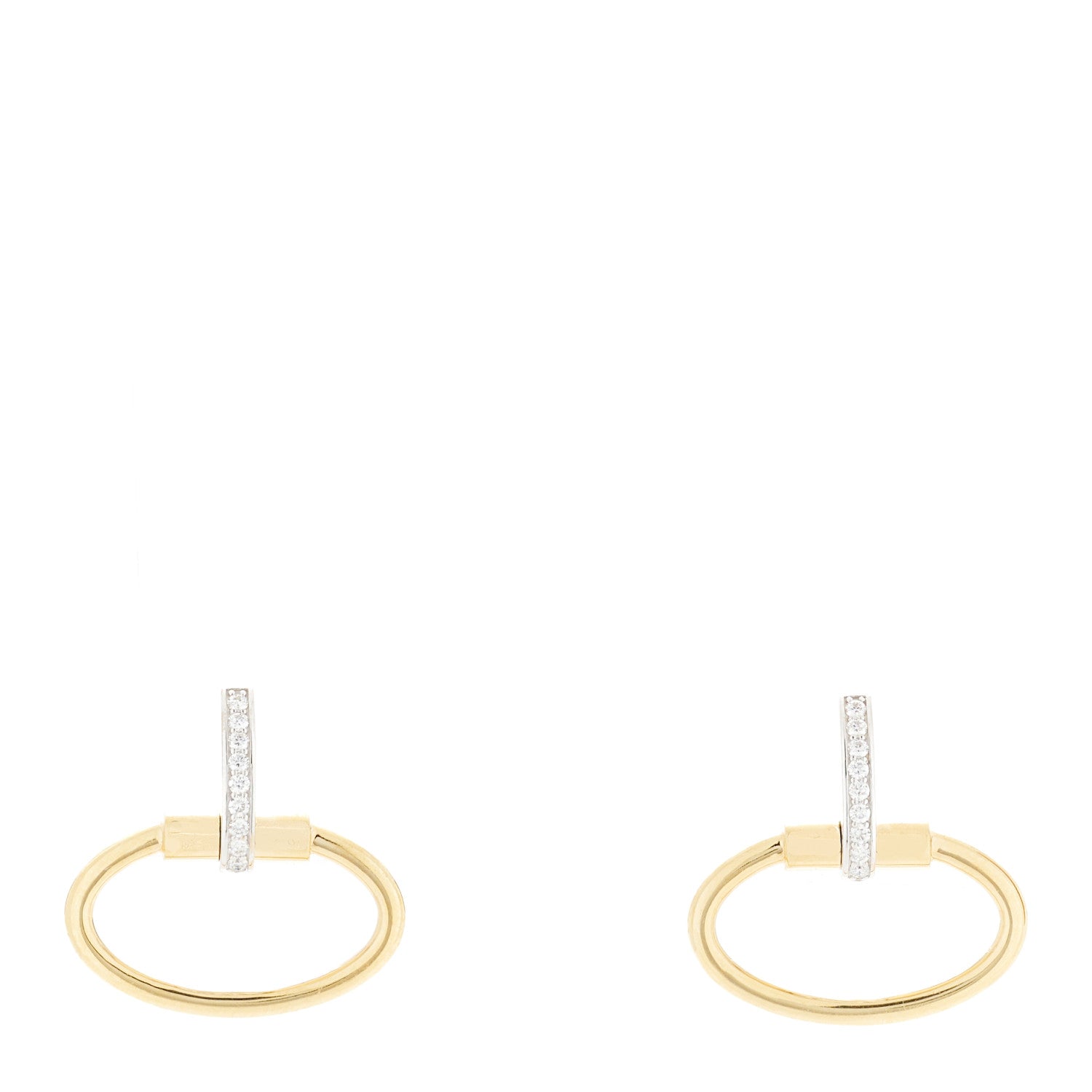 Roberto Coin 18K Yellow White Gold Diamond Classica Parisienne Oval Drop Earrings 1 of 5