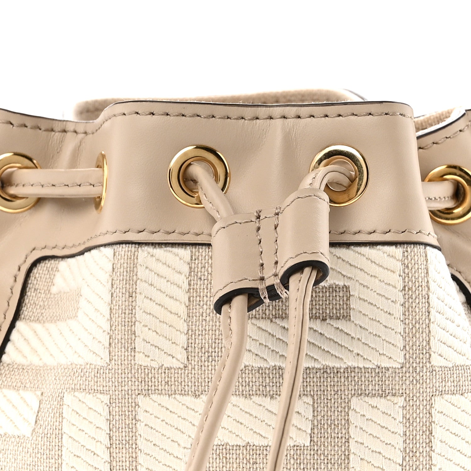 Fendi Canvas Nappa F is Fendi FF Embroidered Mini Mon Tresor Bucket Bag White Nuvola 8 of 11