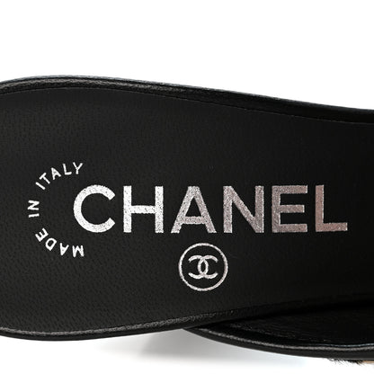 Chanel Pony Hair Lambskin Patent Calfskin Cap Toe Mules 37 Black White Green 8 of 10