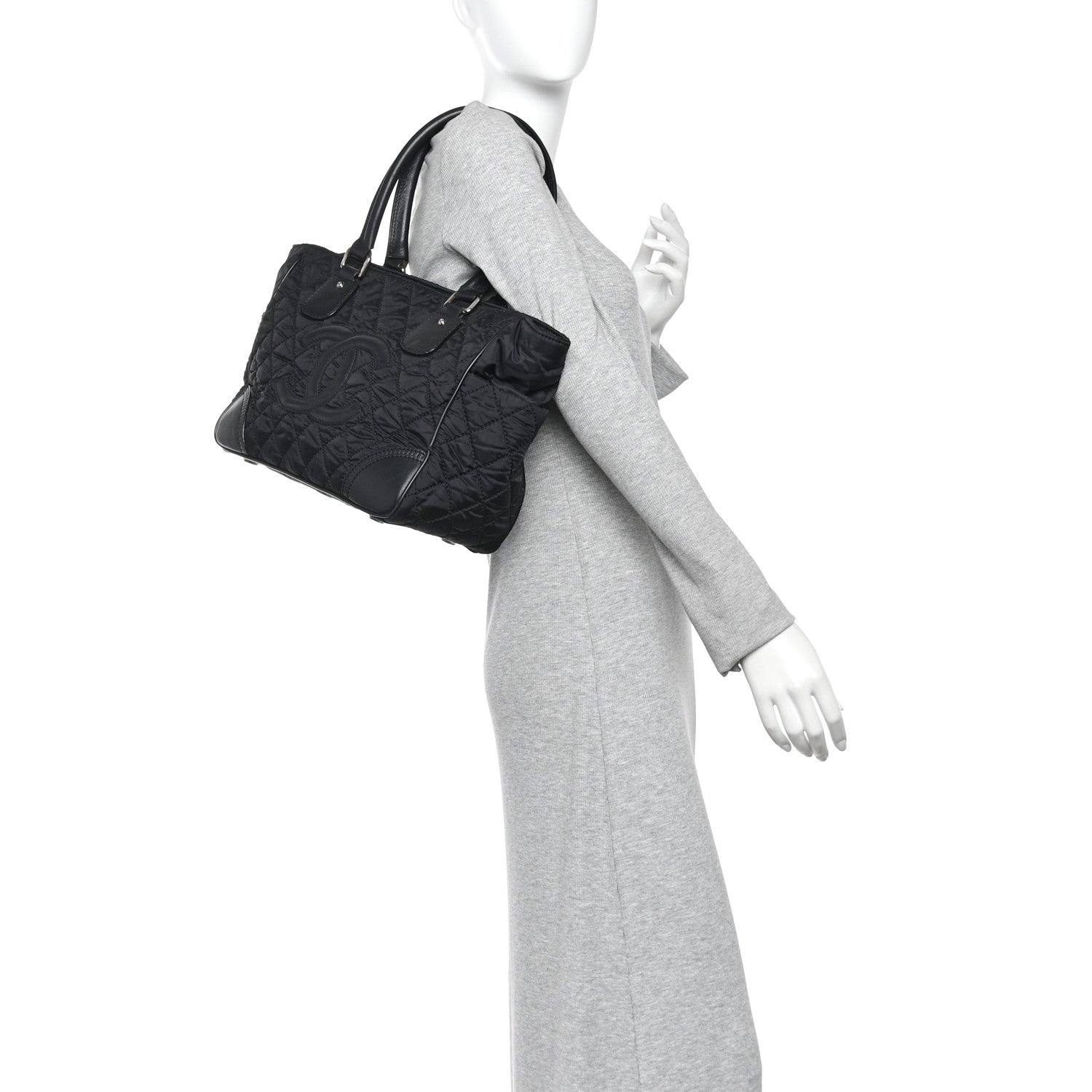 Chanel Nylon Calfskin Quilted CC Paris New York Tote Bag Black 2 of 12