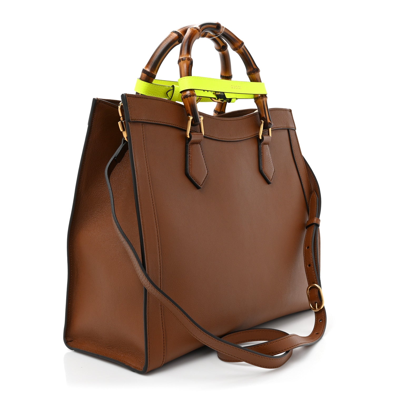 Gucci Wonka Grain Calfskin Medium Diana Tote Bag Cuir Yellow Fluo 3 of 13