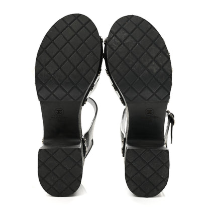 Chanel Goatskin Studded Platform Sandals 35 Black 6 of 10