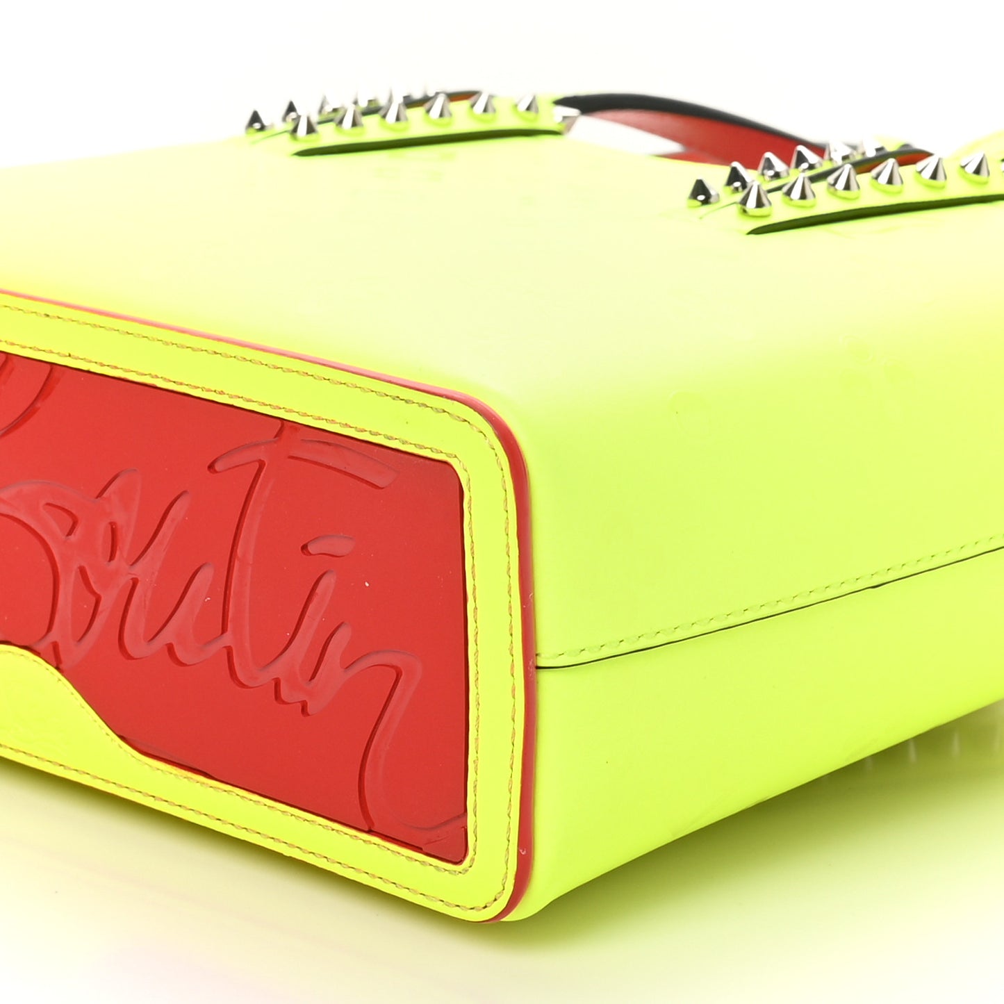 Patent Calfskin Loubinthesky Small Cabata Tote Fluo Yellow
