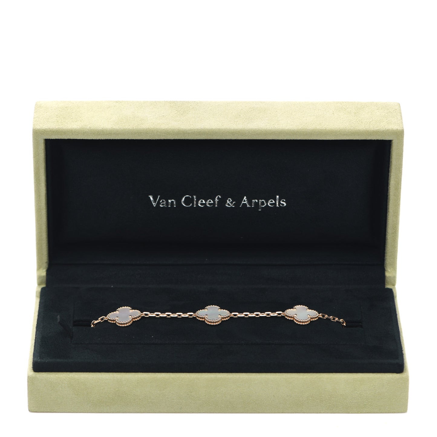 18K Yellow Gold Mother of Pearl 5 Motifs Vintage Alhambra Bracelet
