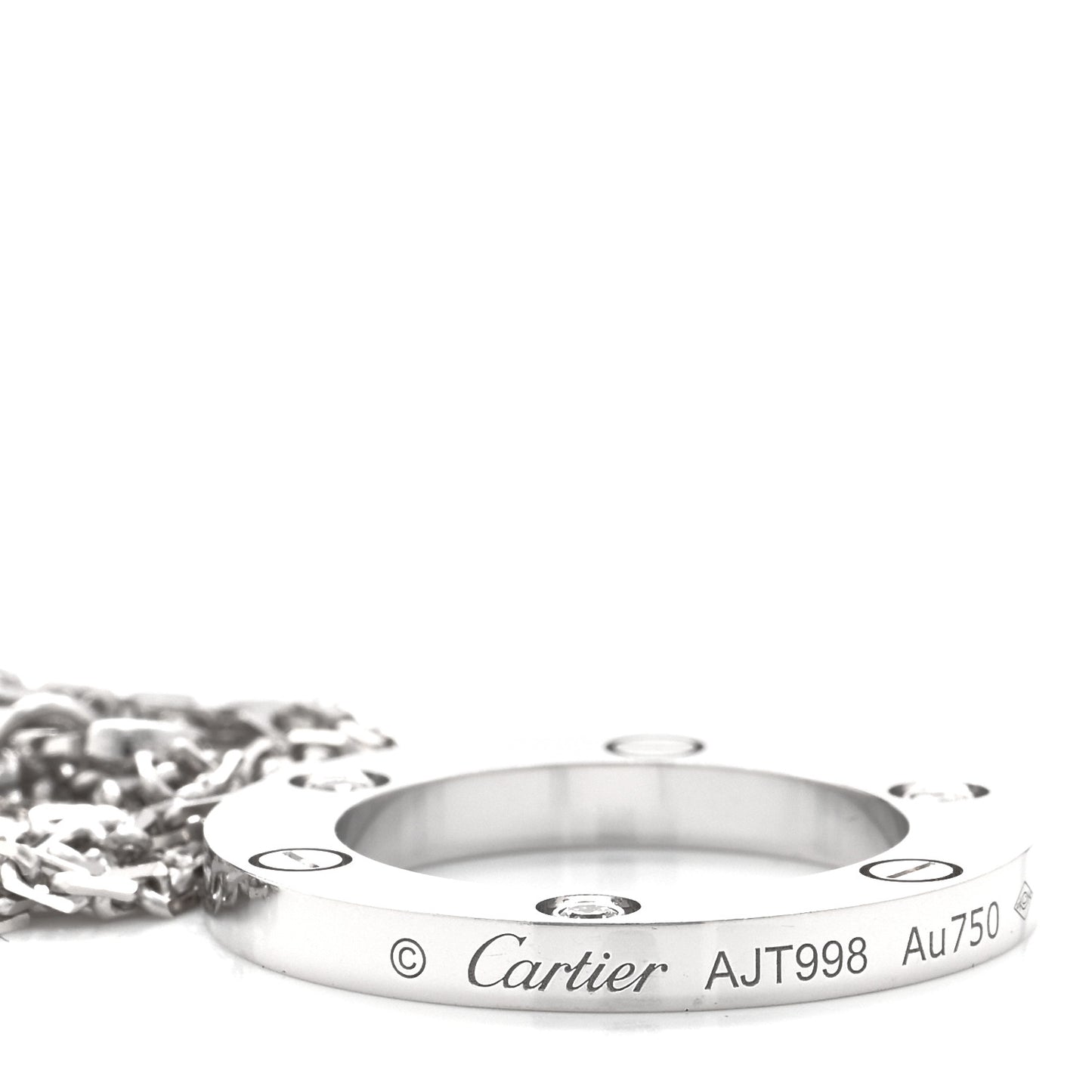 18K White Gold 3 Diamonds LOVE Pendant Necklace