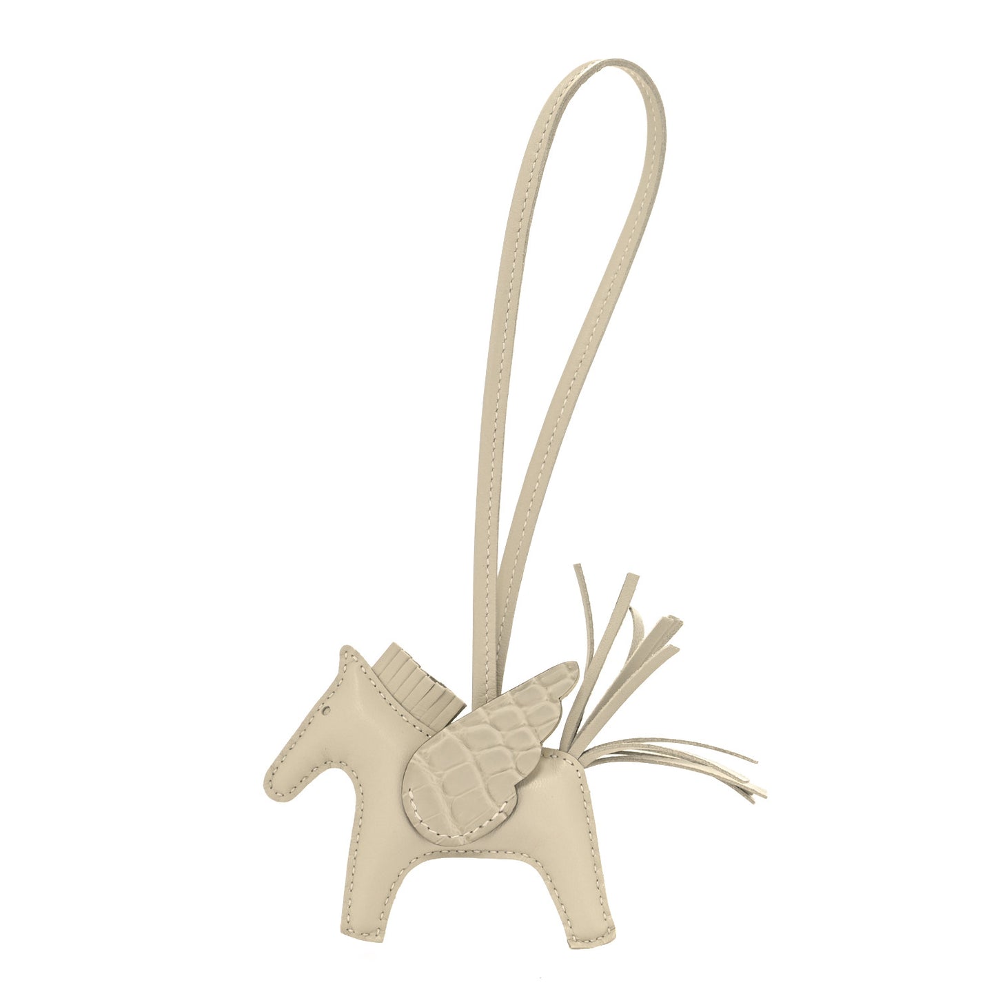 Milo Lambskin Matte Alligator Touch Grigri Rodeo Pegase Horse Bag Charm PM Craie Nata Beton