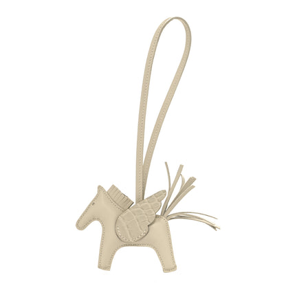 Hermes Milo Lambskin Matte Alligator Touch Grigri Rodeo Pegase Horse Bag Charm PM Craie Nata Beton 1 of 4
