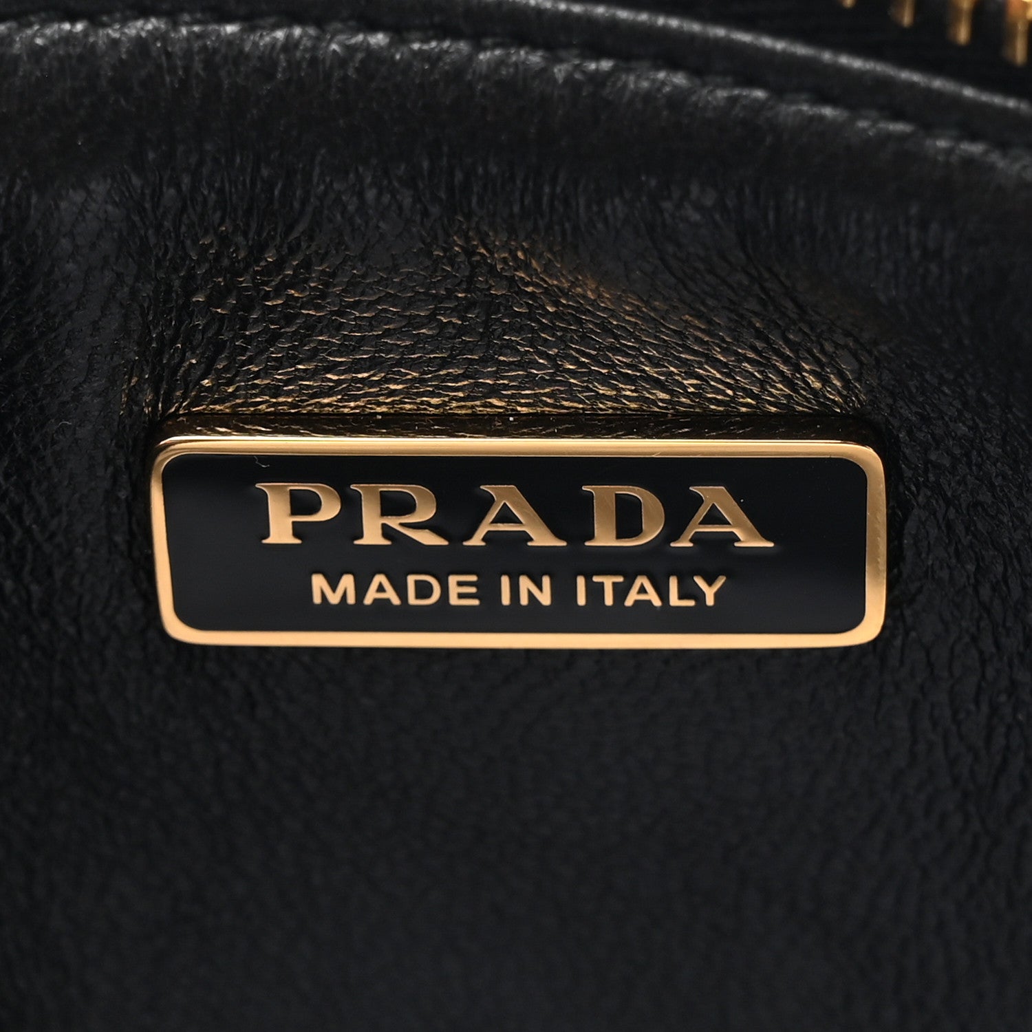 Prada Jacquard Calfskin Triangolo Symbole Embroidered Mini Triangle Double Bag Black Edera 7 of 10