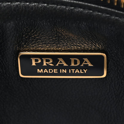 Prada Jacquard Calfskin Triangolo Symbole Embroidered Mini Triangle Double Bag Black Edera 7 of 10