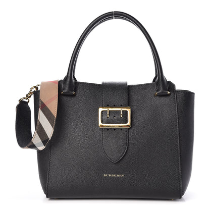 Burberry Soft Grain Calfskin Medium Buckle Tote Black 1 of 10