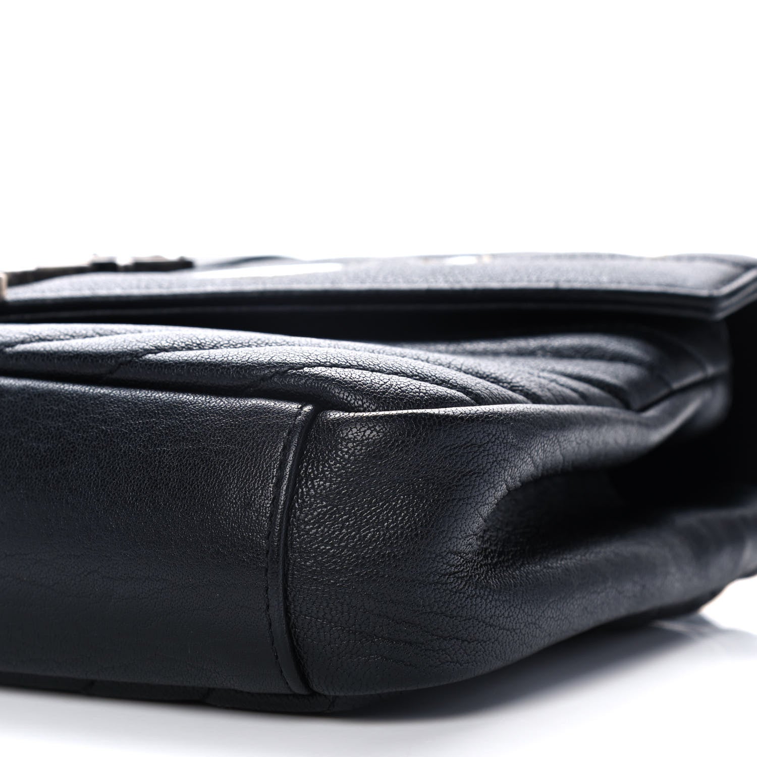 Saint Laurent Sheepskin Matelasse Chevron Patchwork Monogram Medium College Bag Black 5 of 17