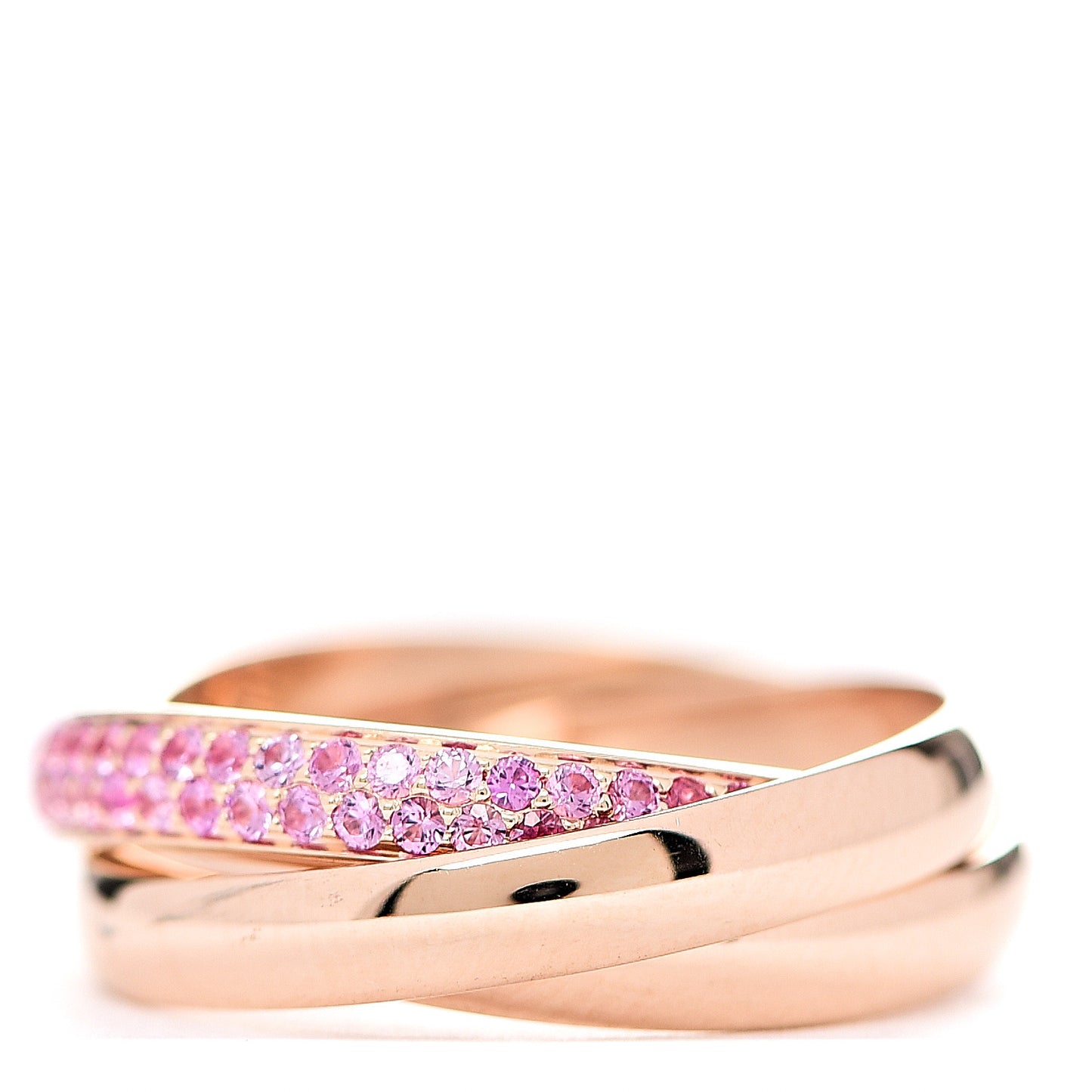 18K Pink Gold Pink Sapphire Trinity Ring 49 4.75