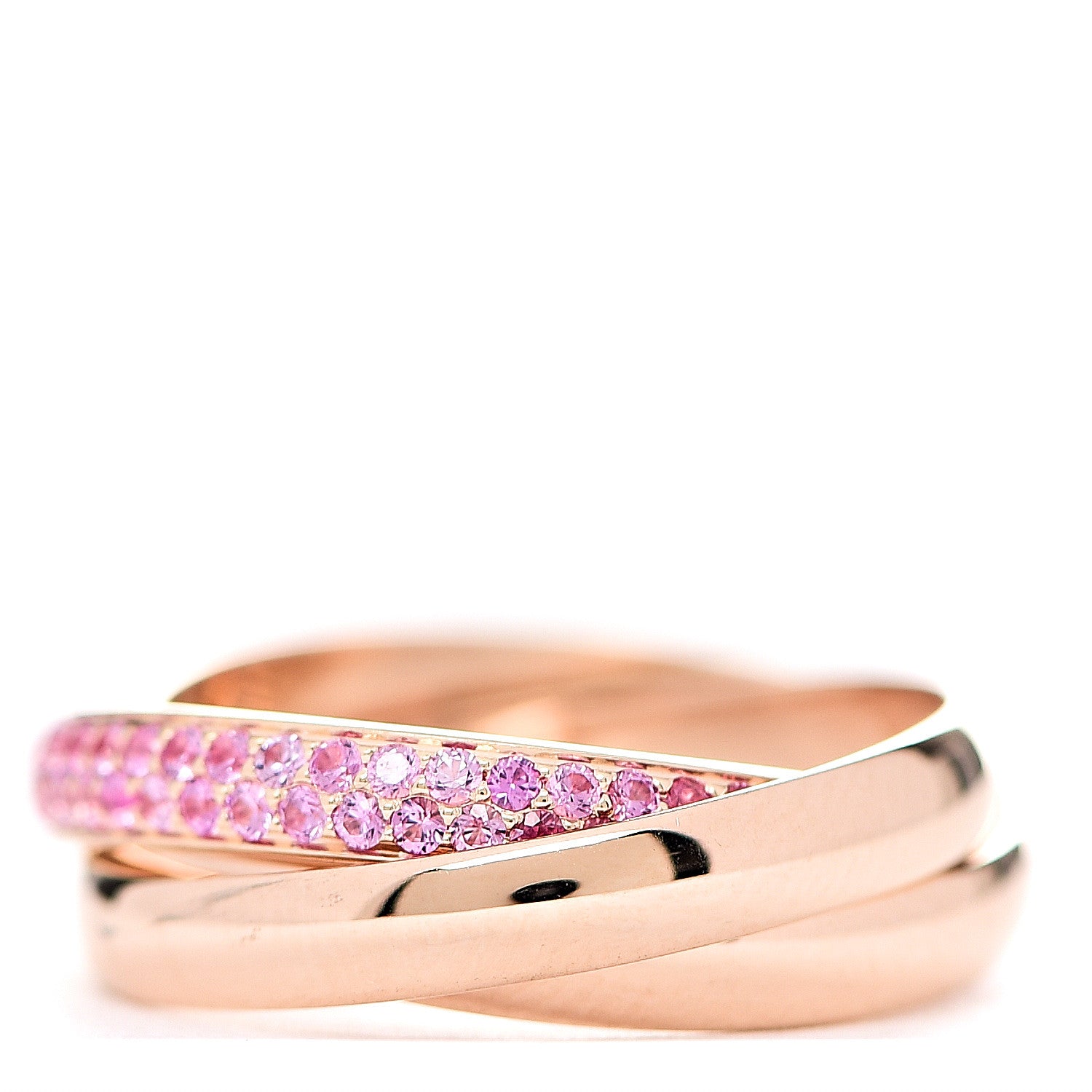 Cartier 18K Pink Gold Pink Sapphire Trinity Ring 49 4.75 2 of 4