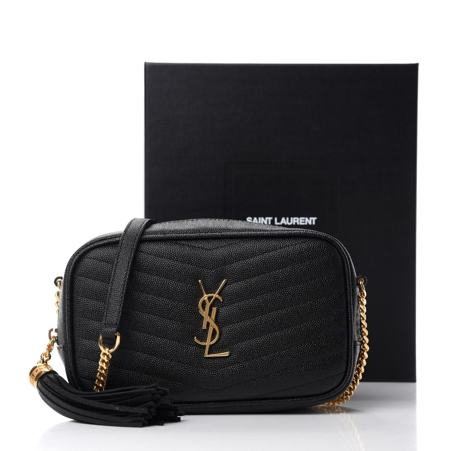 Saint Laurent Grain De Poudre Matelasse Monogram Mini Lou Camera Bag Black 11 of 11
