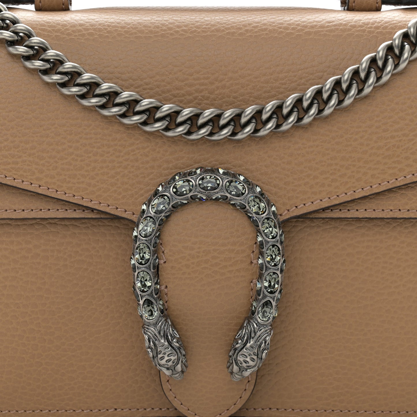 Dollar Calfskin Crystal Small Dionysus Shoulder Bag Natural Tan Black Diamond