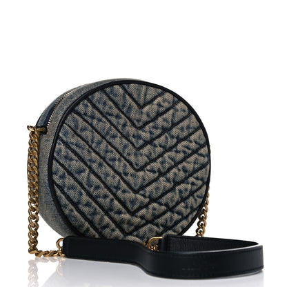 Saint Laurent Denim Quilted Monogram Round Crossbody Bag Rodeo Blue 2 of 8