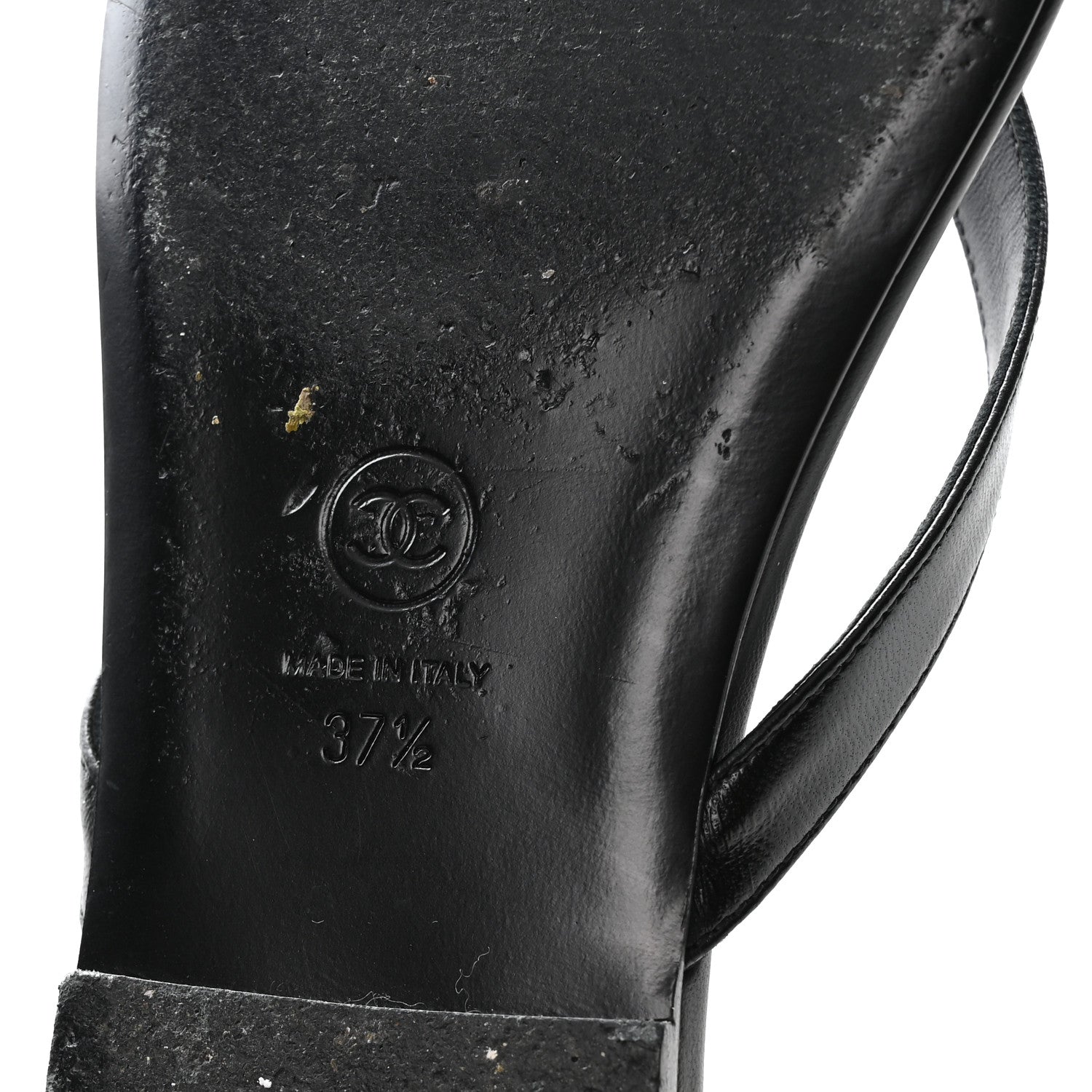 Chanel Shiny Lambskin Crystal CC Thong Sandals 37.5 Black 7 of 9