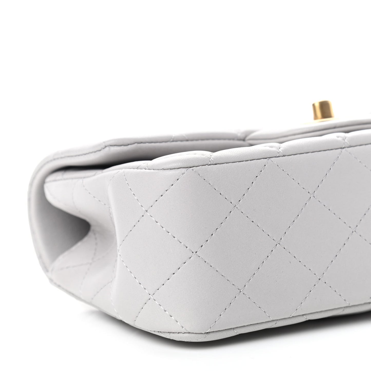 Lambskin Quilted Mini Top Handle Rectangular Flap Grey