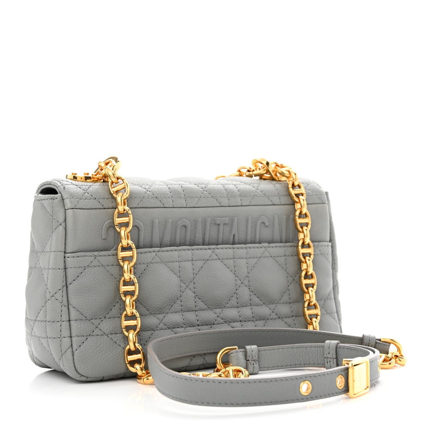 Calfskin Cannage Small Caro Bag Grey