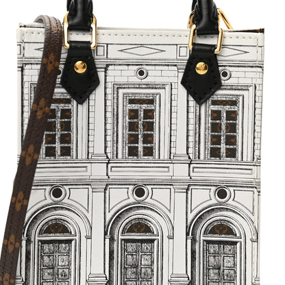 Louis Vuitton X FORNASETTI Calfskin Architettura Petit Sac Plat Black White 7 of 9