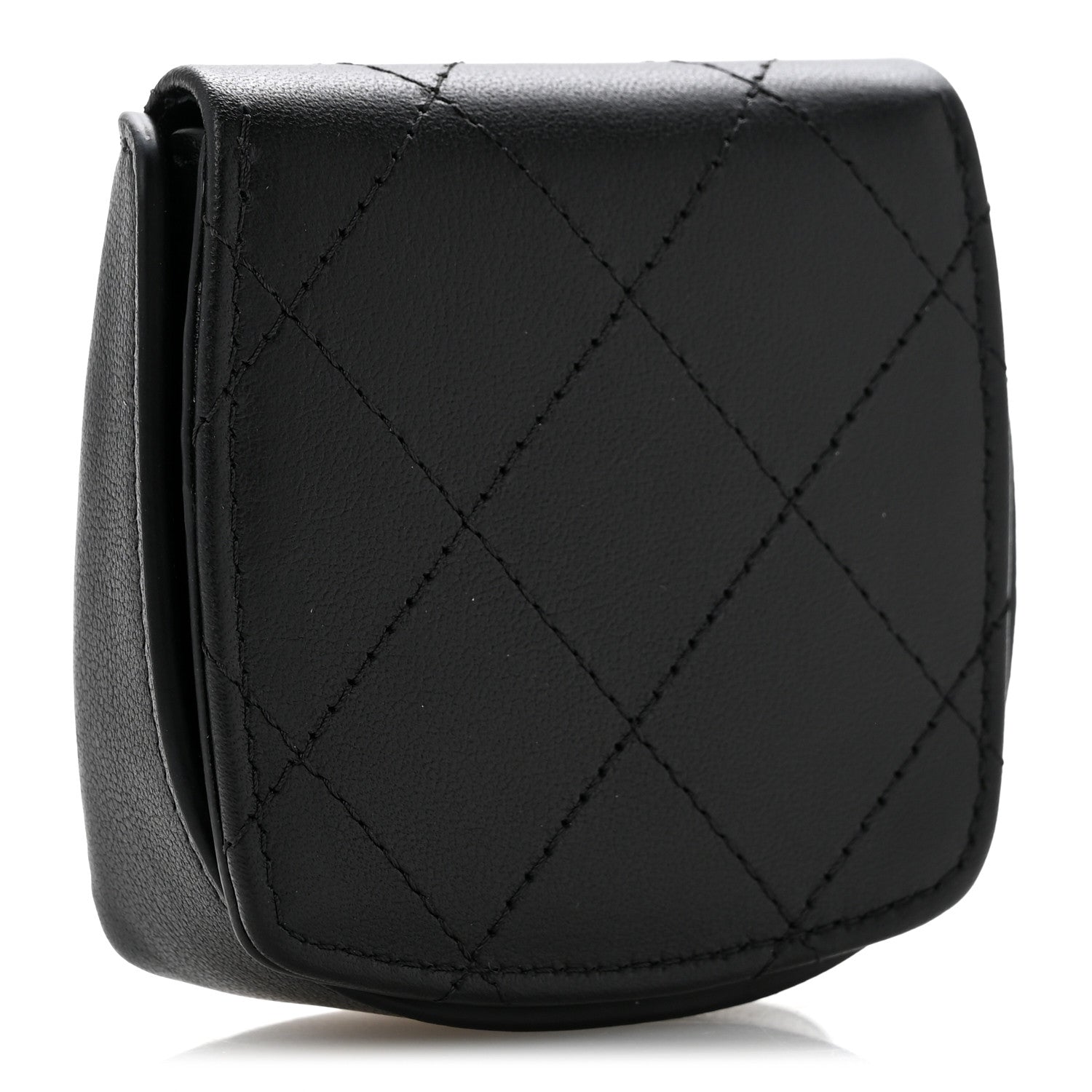 Chanel Goatskin Quilted Square Pouch Coin Purse So Black 3 of 8