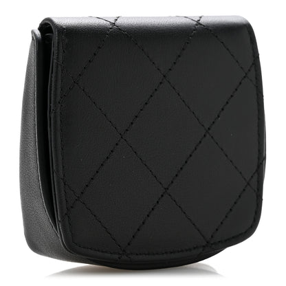 Chanel Goatskin Quilted Square Pouch Coin Purse So Black 3 of 8