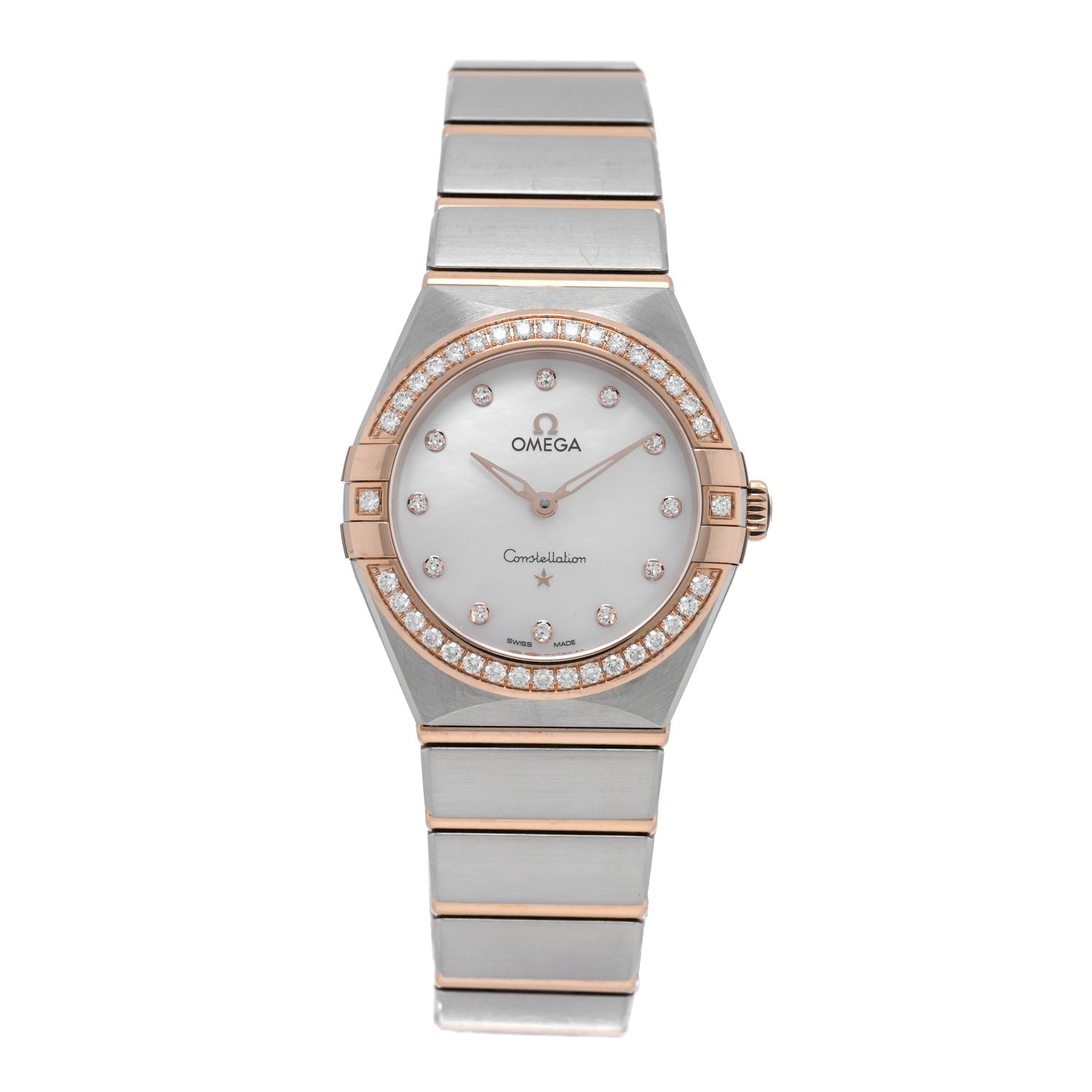 Omega Stainless Steel 18K Sedna Gold Diamond Bezel Mother of Pearl 28mm Constellation Quartz Watch 131.25.28.60.55.001 1 of 5