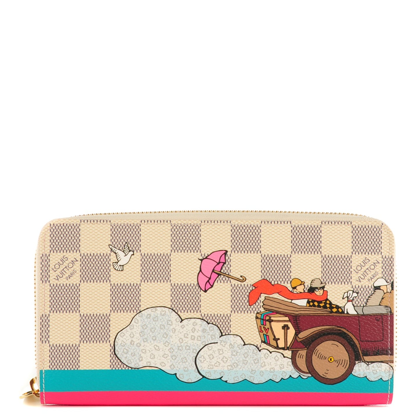 Damier Azur 2015 Christmas Animation Zippy Wallet Hibiscus