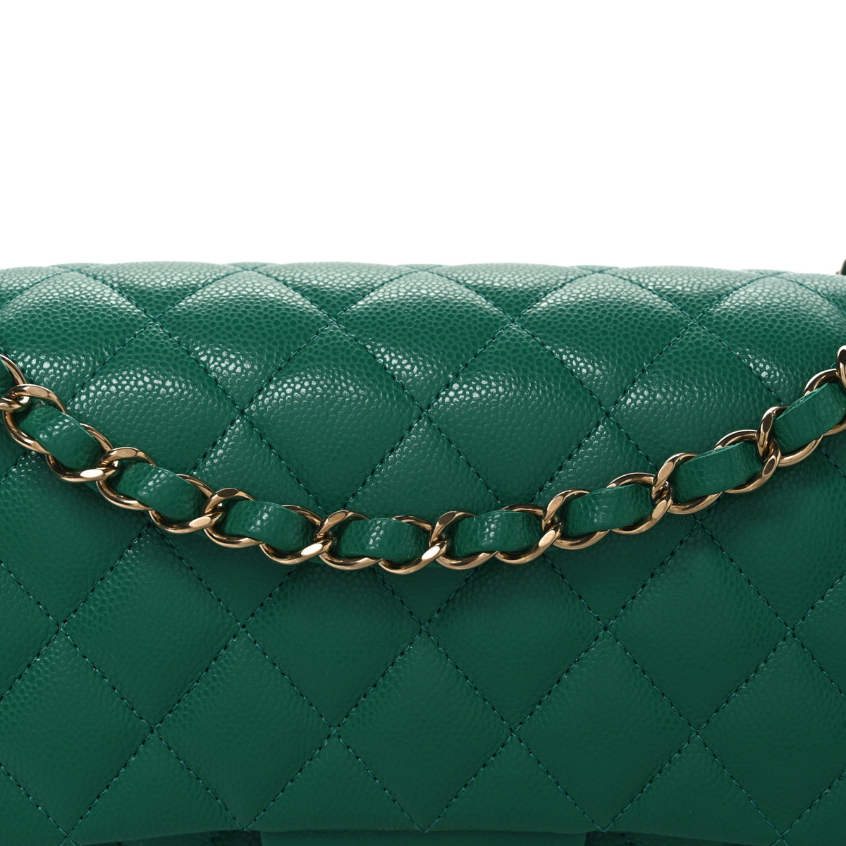Chanel Caviar Quilted Medium Double Flap Green 8 of 10