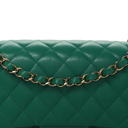Chanel Caviar Quilted Medium Double Flap Green 8 of 10