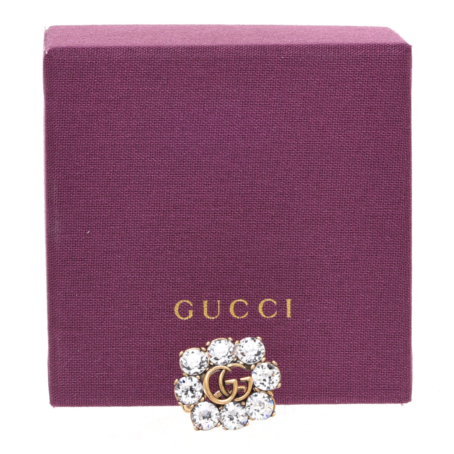 Metal Crystal Double G Ring S Aged Gold