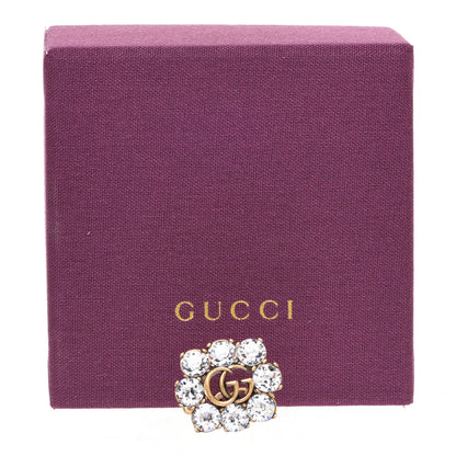 Gucci Metal Crystal Double G Ring S Aged Gold 7 of 7