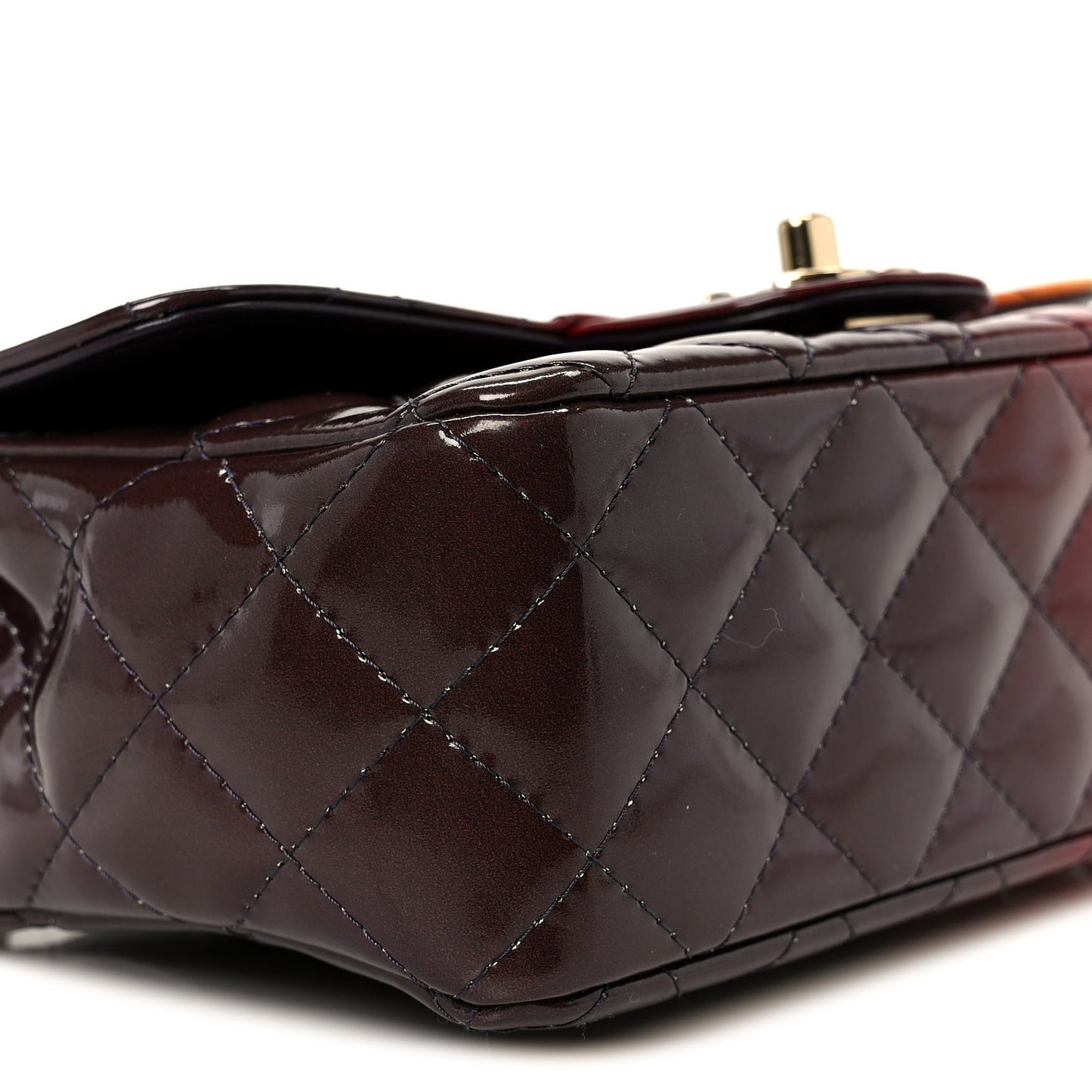 Shaded Patent Calfskin Quilted Mini Rectangular Flap Red Yellow Dark Purple