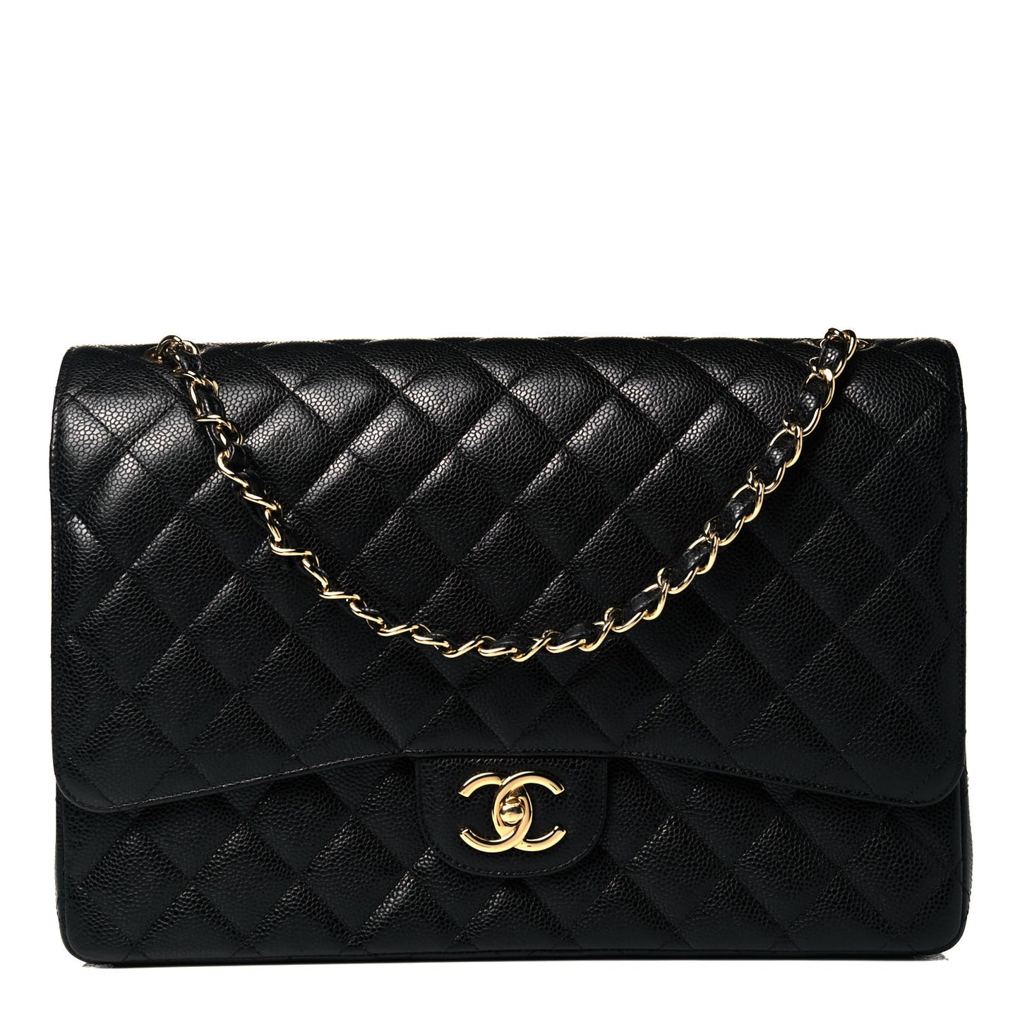 Caviar Quilted Maxi Double Flap Black
