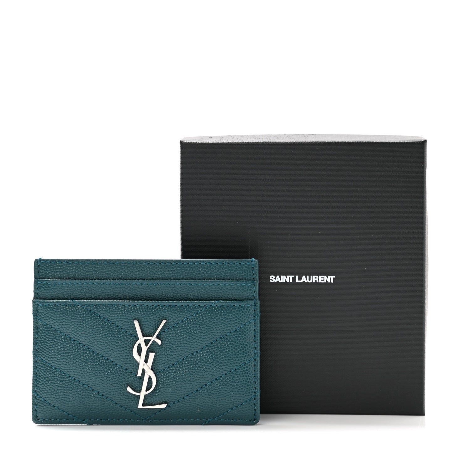 Grain De Poudre Matelasse Chevron Monogram Credit Card Case Peacock Green