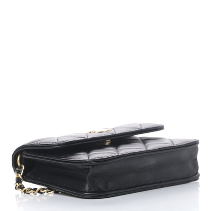 Chanel Lambskin Quilted Pearl Crush Clutch With Chain Black 3 of 5