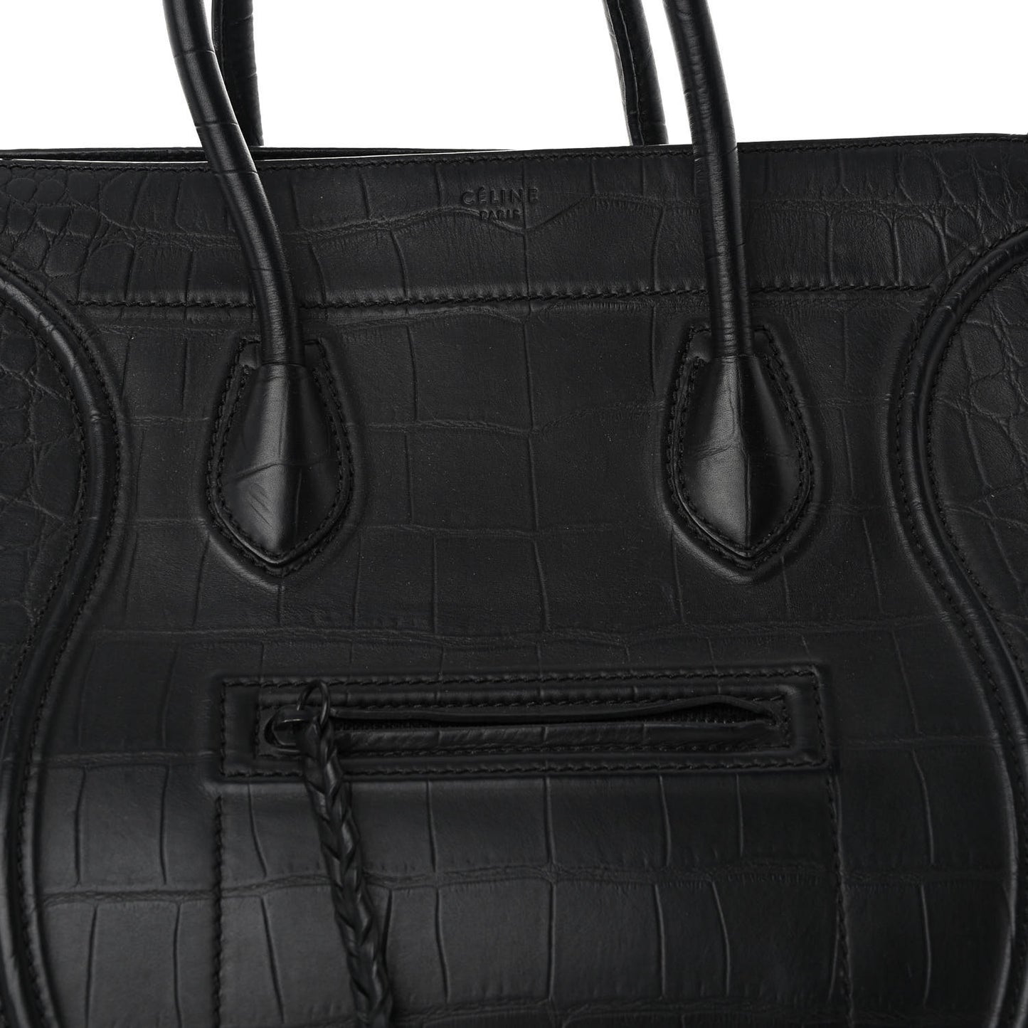 Crocodile Embossed Calfskin Medium Phantom Luggage Black