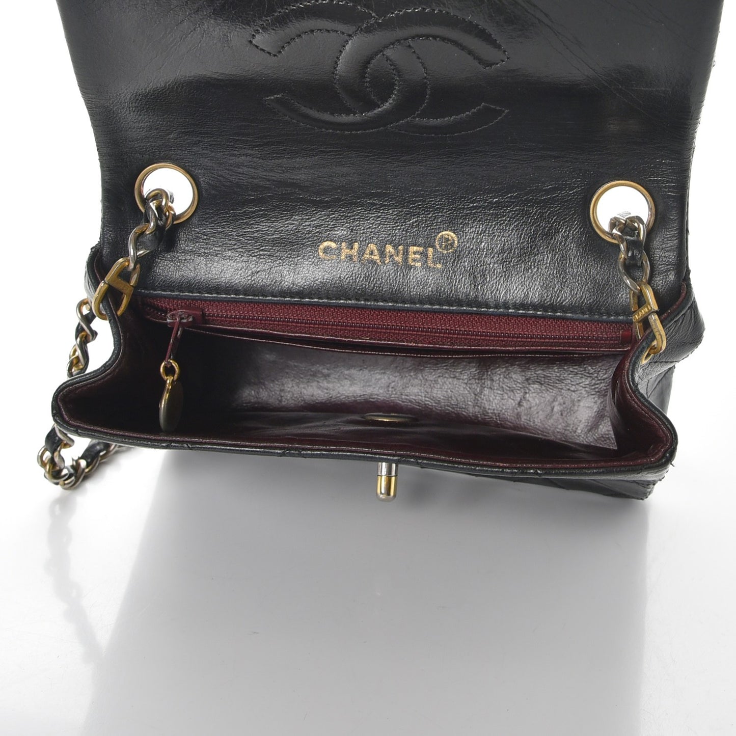 Lambskin Quilted Mini Square Flap Black