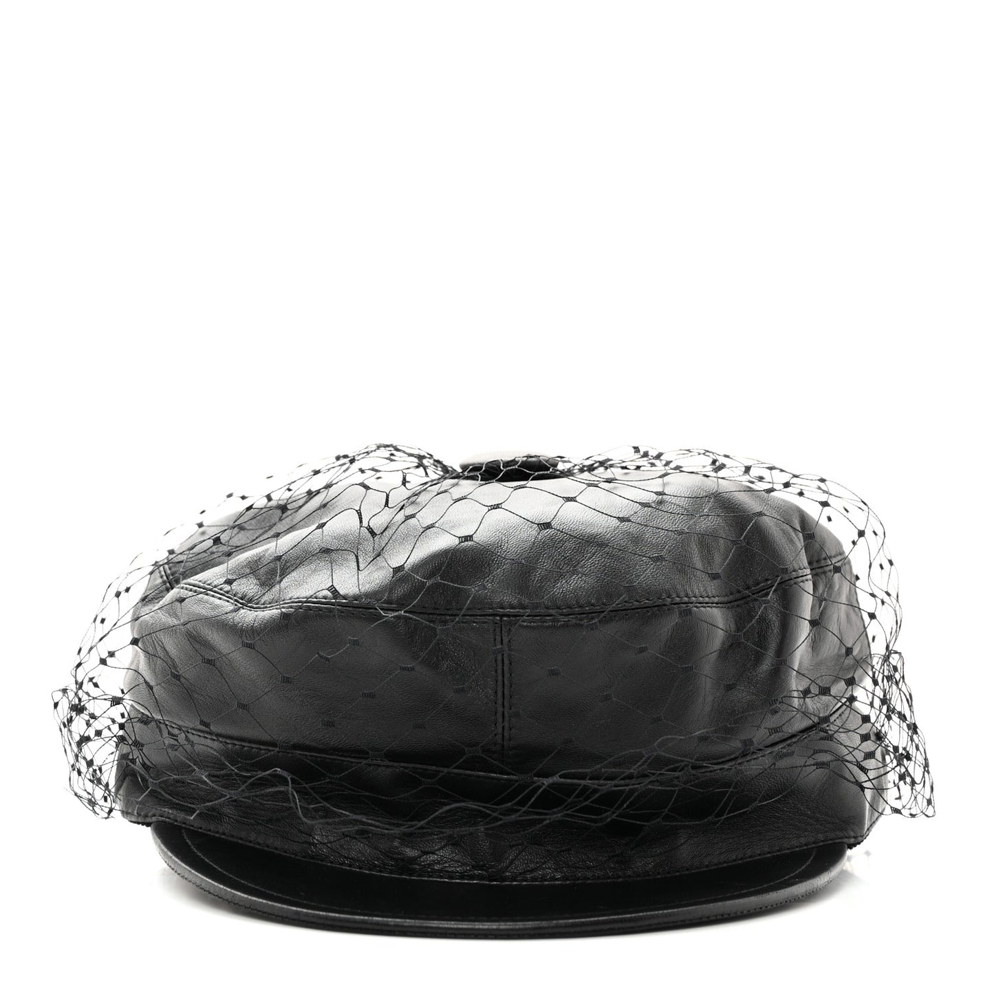Calfskin Paris Revolution Cap With Veil 58 Black