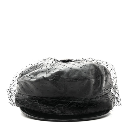 Christian Dior Calfskin Paris Revolution Cap With Veil 58 Black 3 of 11