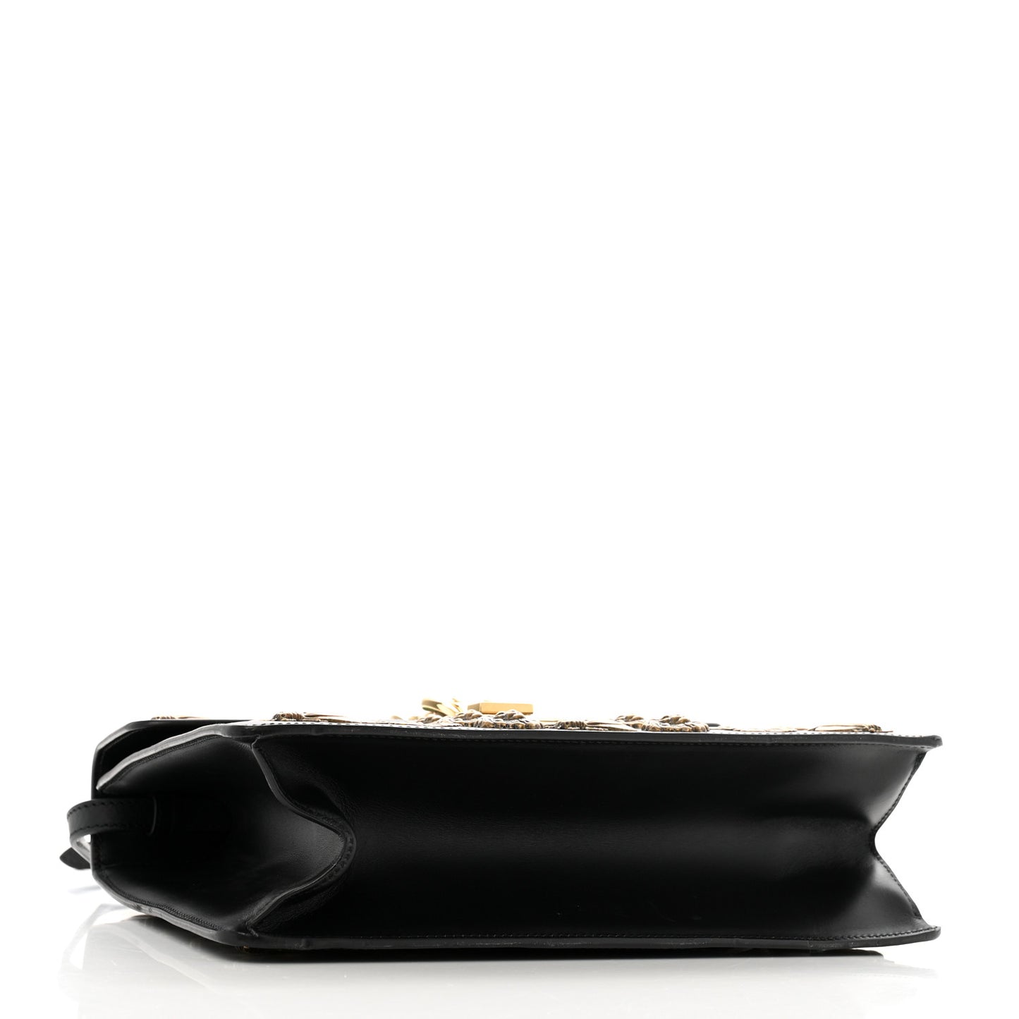 Calfskin Animal Studs Medium Sylvie Top Handle Bag Black