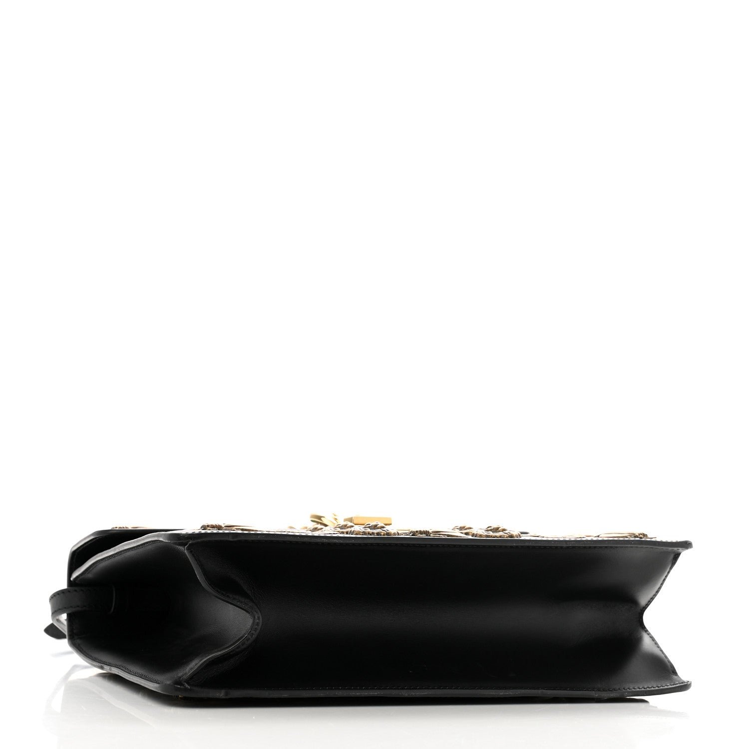 Gucci Calfskin Animal Studs Medium Sylvie Top Handle Bag Black 4 of 14