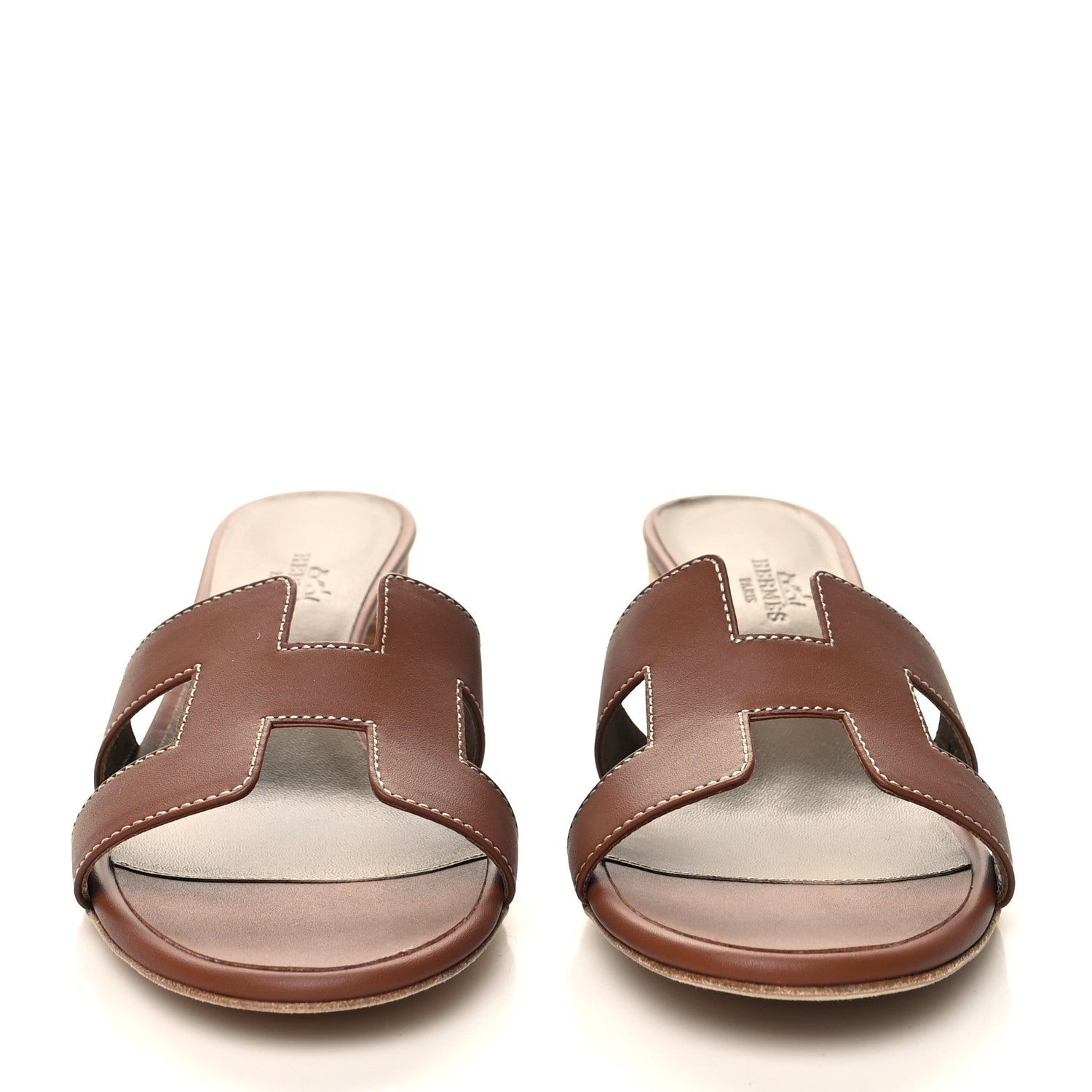 Hermes Calfskin Oasis Sandals 37.5 Gold 2 of 9